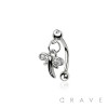 DRAGONFLY DANGLE CZ ROUND 316L SURGICAL STEEL CURVED BARBELL/EYEBROW